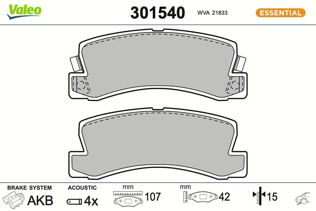 Jogo de 4 pastilhas de travão VALEO ref. 301540